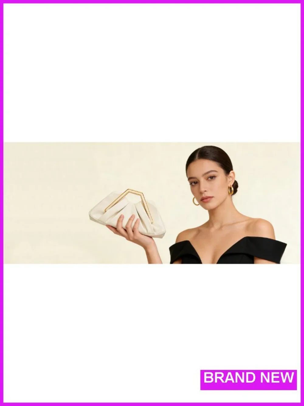 Vegan Leather Ruched Clutch Purse Evening Bag Magnetic Snap